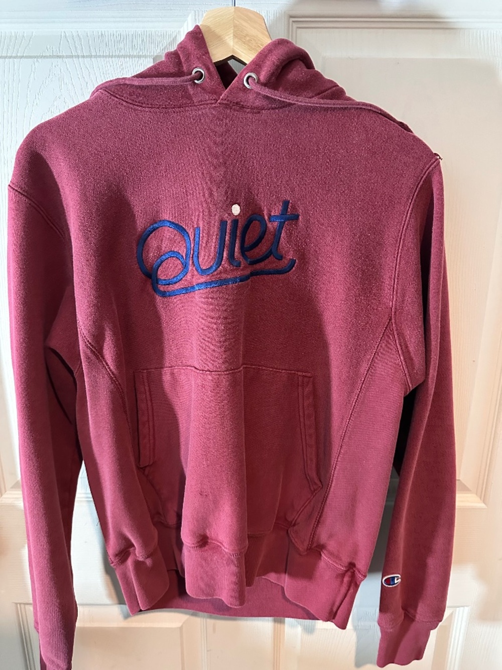 Champion Quiet Life Burgundy Hoodie Size Small